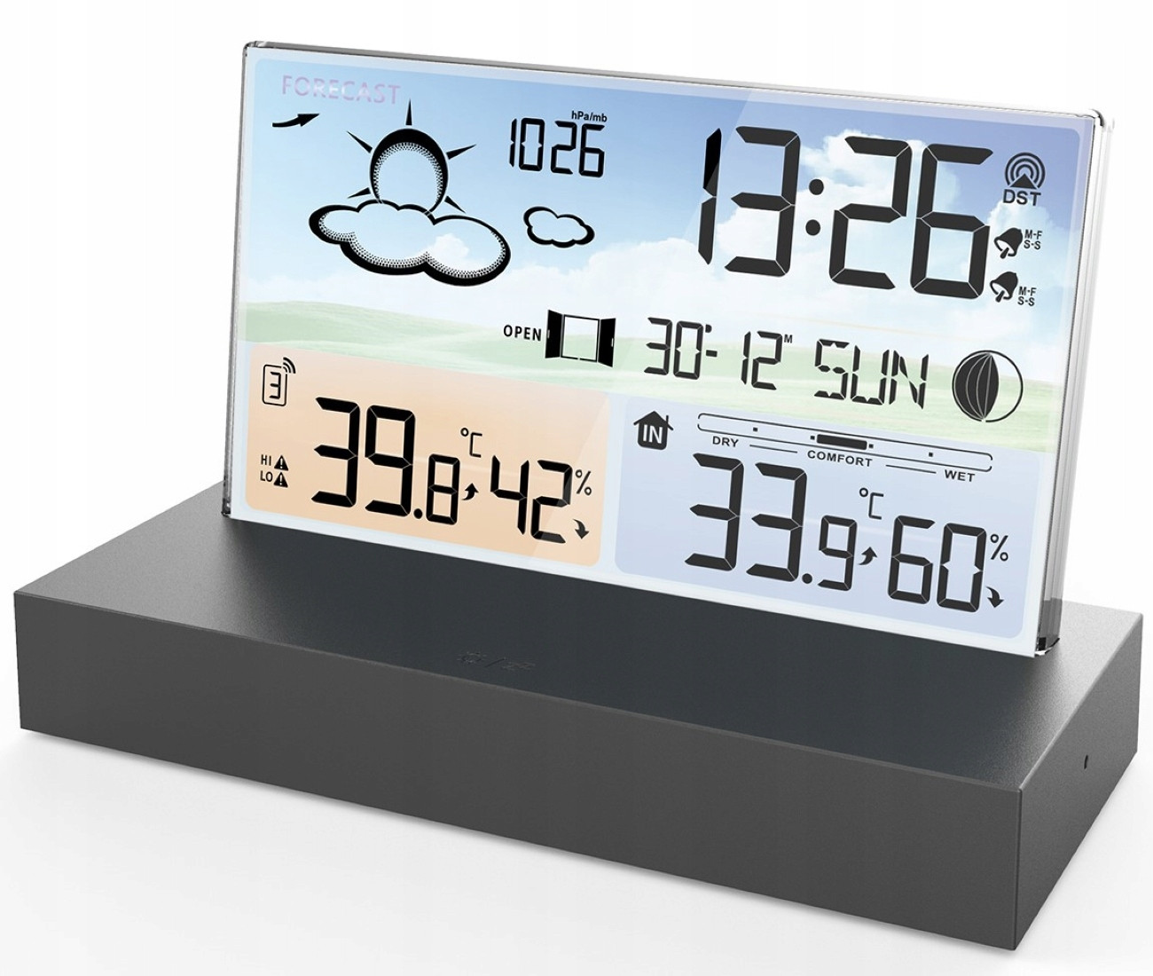 Bezdrátová Meteostanice Vlhkoměr Barometr Teploměr+lampička Dg