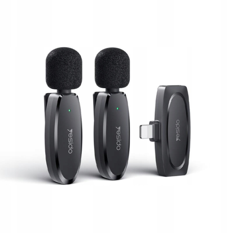 yesido KR14 Mems mikrofon 2ks na Lightning klip, Wireless 2.4GHz, Black/