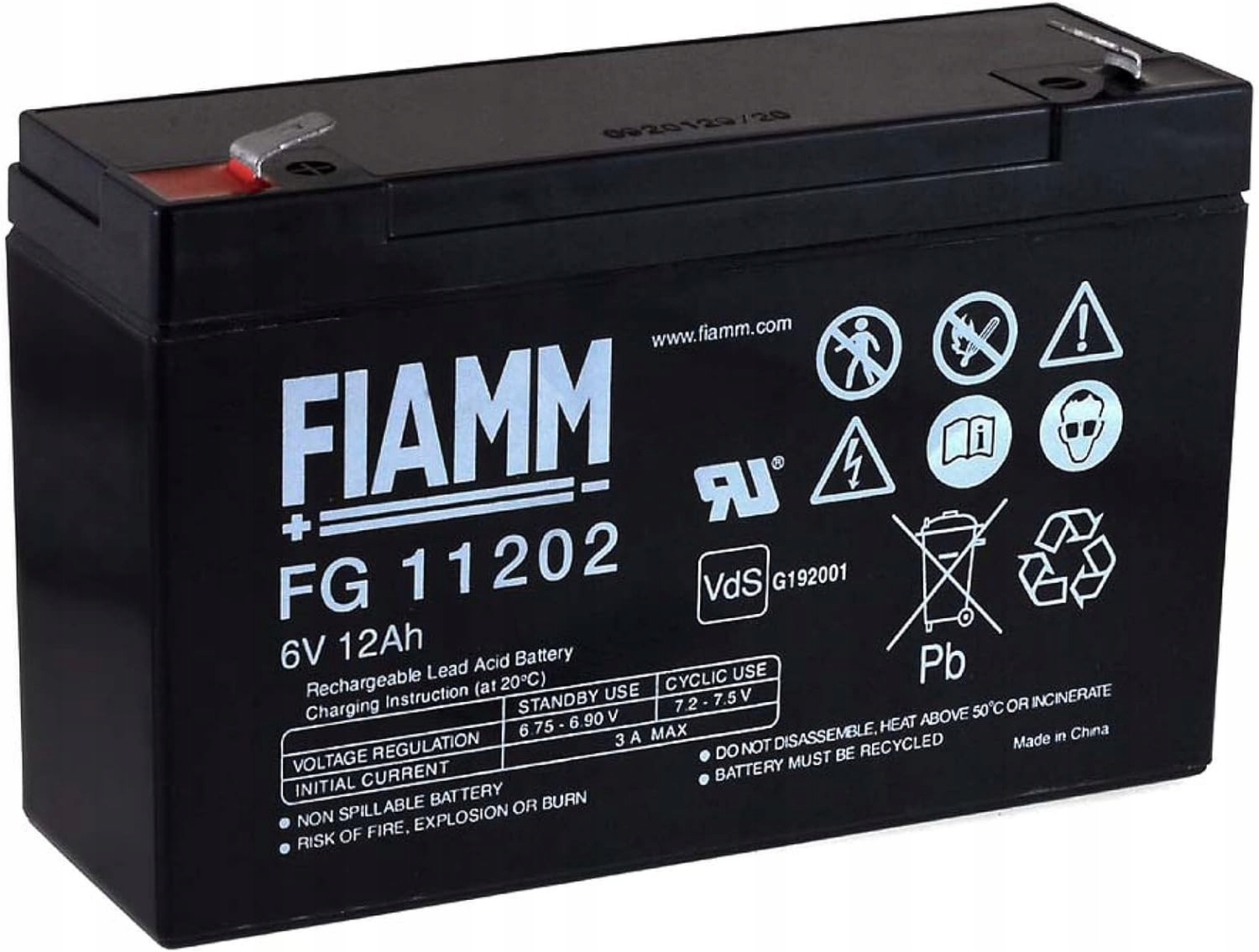 Akumulátor olověná Fiamm FG11202 6V 12Ah Ups