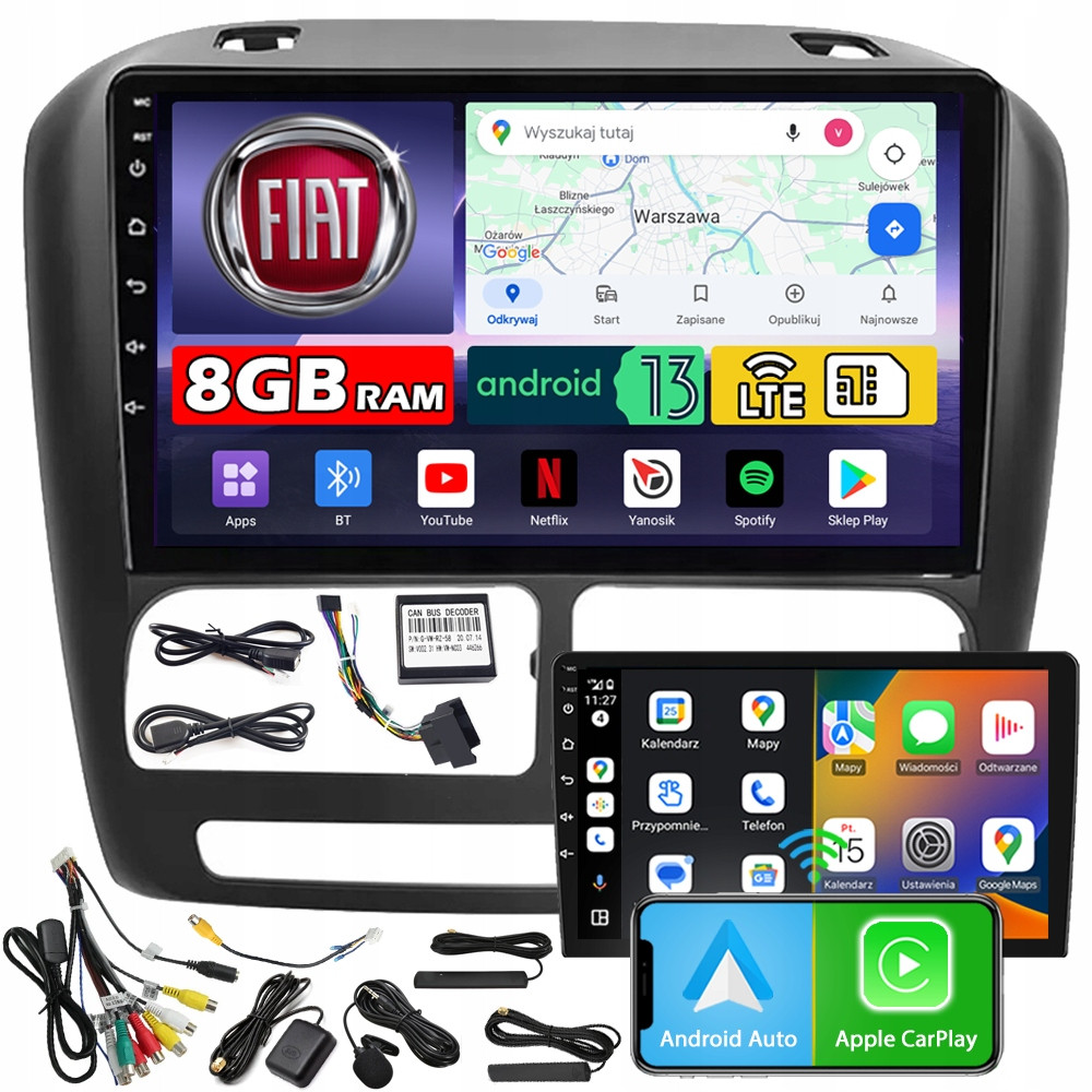 Ncs Autorádio ZQ9 Fiat Doblo 2010-2015 Android Navigace 8GB Lte