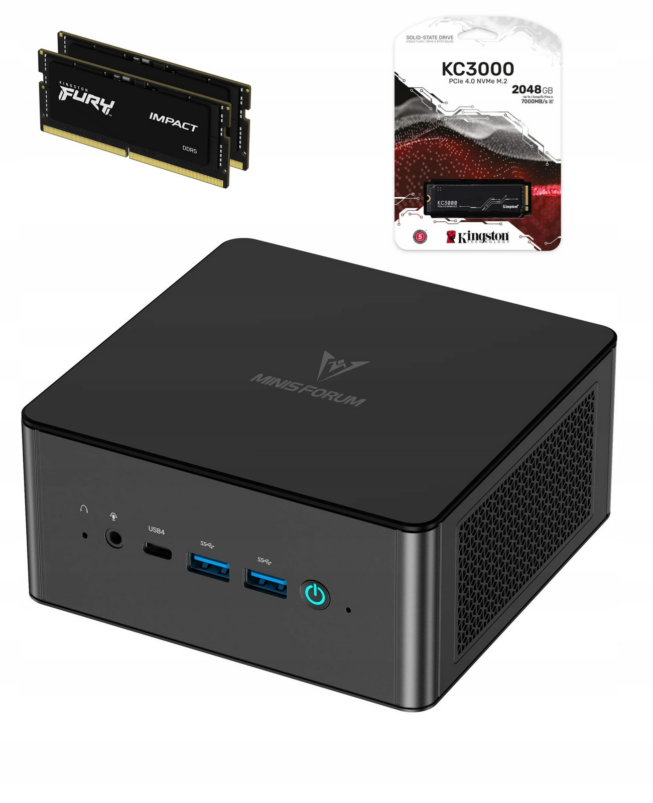 Mini počítač Pc Ryzen 9 8945HS, 780M, 64GB DDR5 2TB Kingston KC3000 M.2