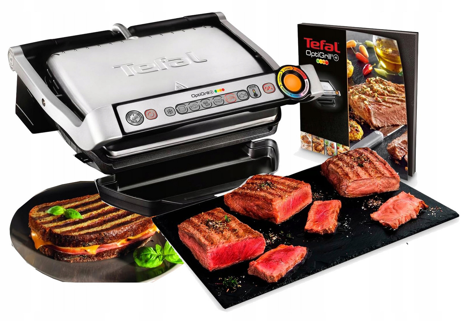 Elektrický Gril Tefal GC712D34 Optigrill+ 2000W Stříbrný S Odkapávací Miskou