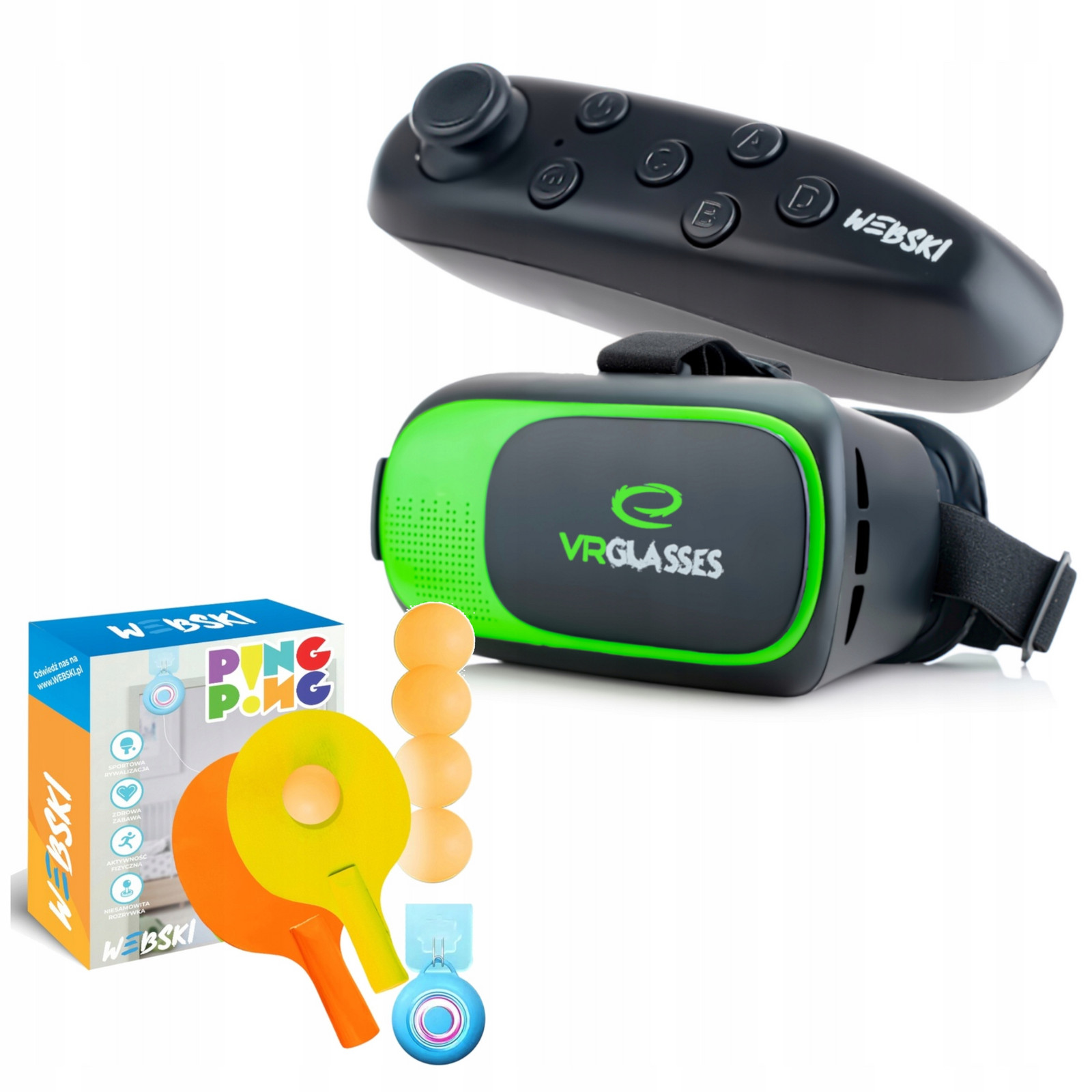 Brýle Vr 3D 360 Stupňů+gamepad+sada Pro Hraní Stolního Ping Pongu