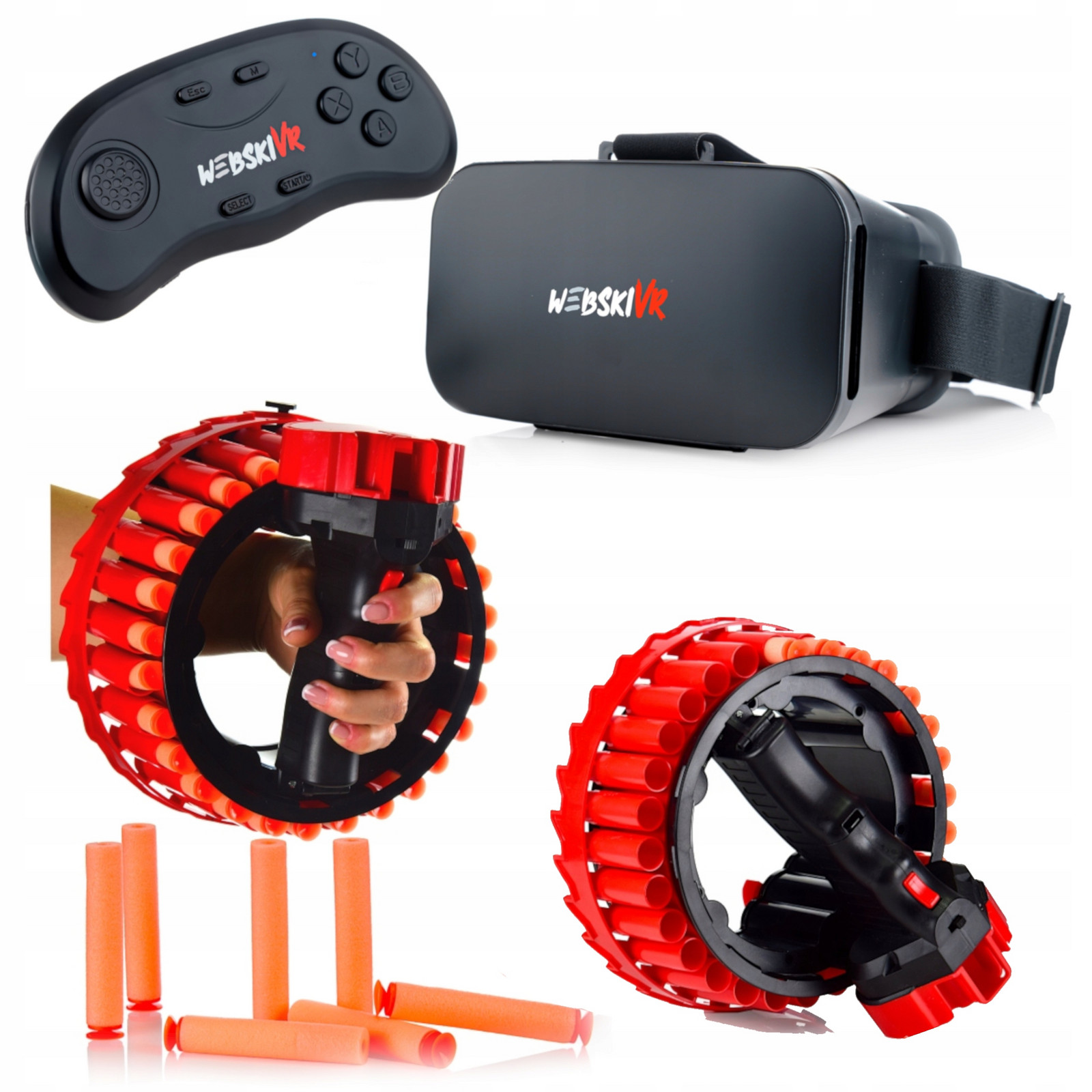 Brýle Vr 360 Stupňů+gamepad+pistole Pěnová Puška Automatická