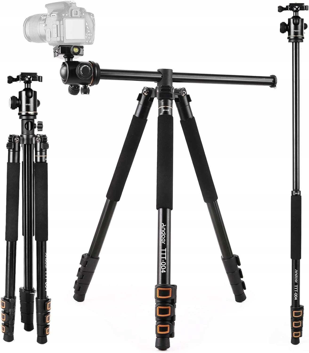 Stativ Pro Fotoaparát Andoer Tripod 200 CM S Kulovou Hlavou Nastavitelný