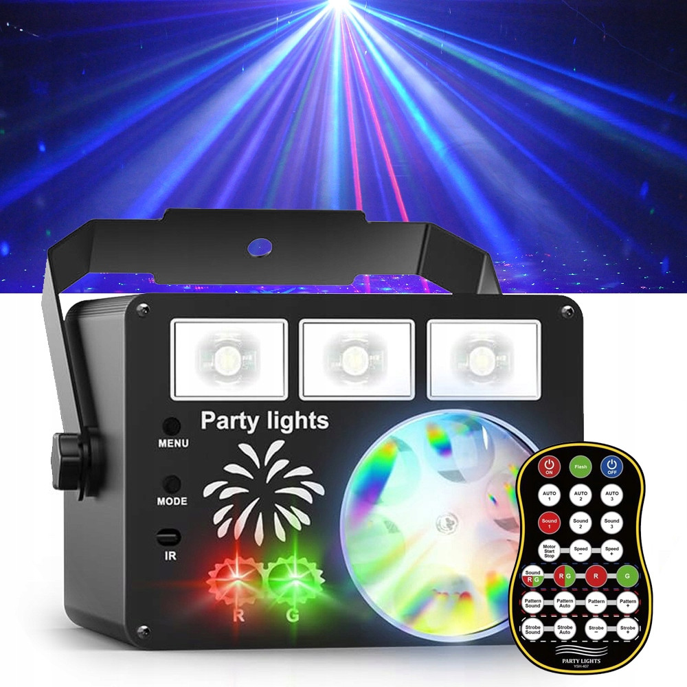 Projektor Párty Osvětlení Lampa Disko Koule Rgb Led Světla 3v1