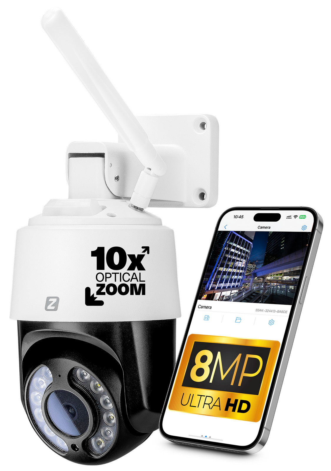 Venkovní kamera Otočná WiFi 8MPx 8MP 4K Uhd Audio Detekce 10XZOOM Opt.