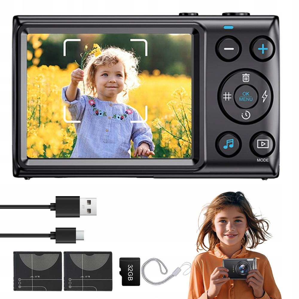 Dětský Digitální Fotoaparát Hd 4K 64MP 18X Zoom 2.8