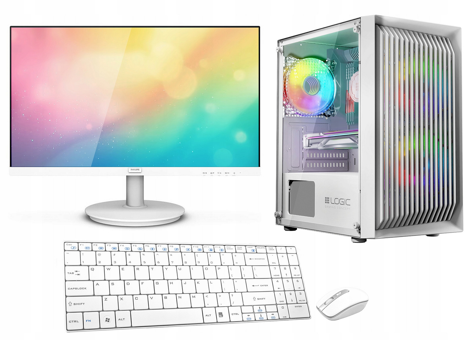 Set White Gaming Core i5 12400F Rtx 3050 16GB Ssd 1TB Wifi W11 24