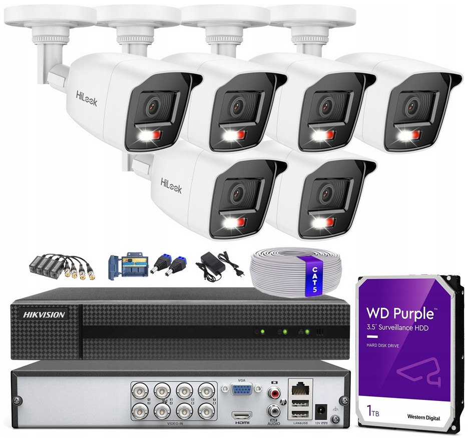 Monitorovací sada HiLook Cctv set 6X TVICAM-B5M-20DL Dvr Hdd