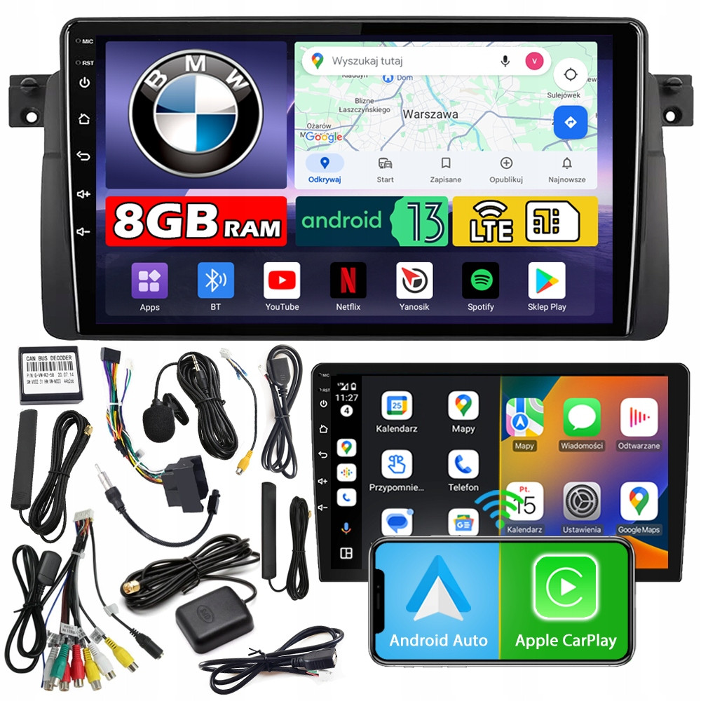 Ncs Autorádio ZQ9 Bmw E46 1998-2005 Android Navigace 8GB Lte