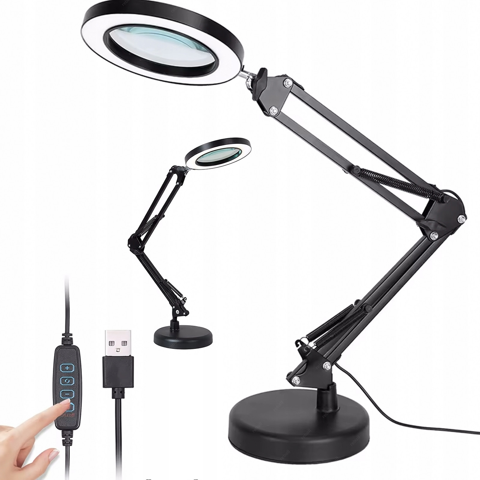 Lupa Sklo Zvětšovací 105mm 3X Led Lampa Kroužková Servisní 12W Usb