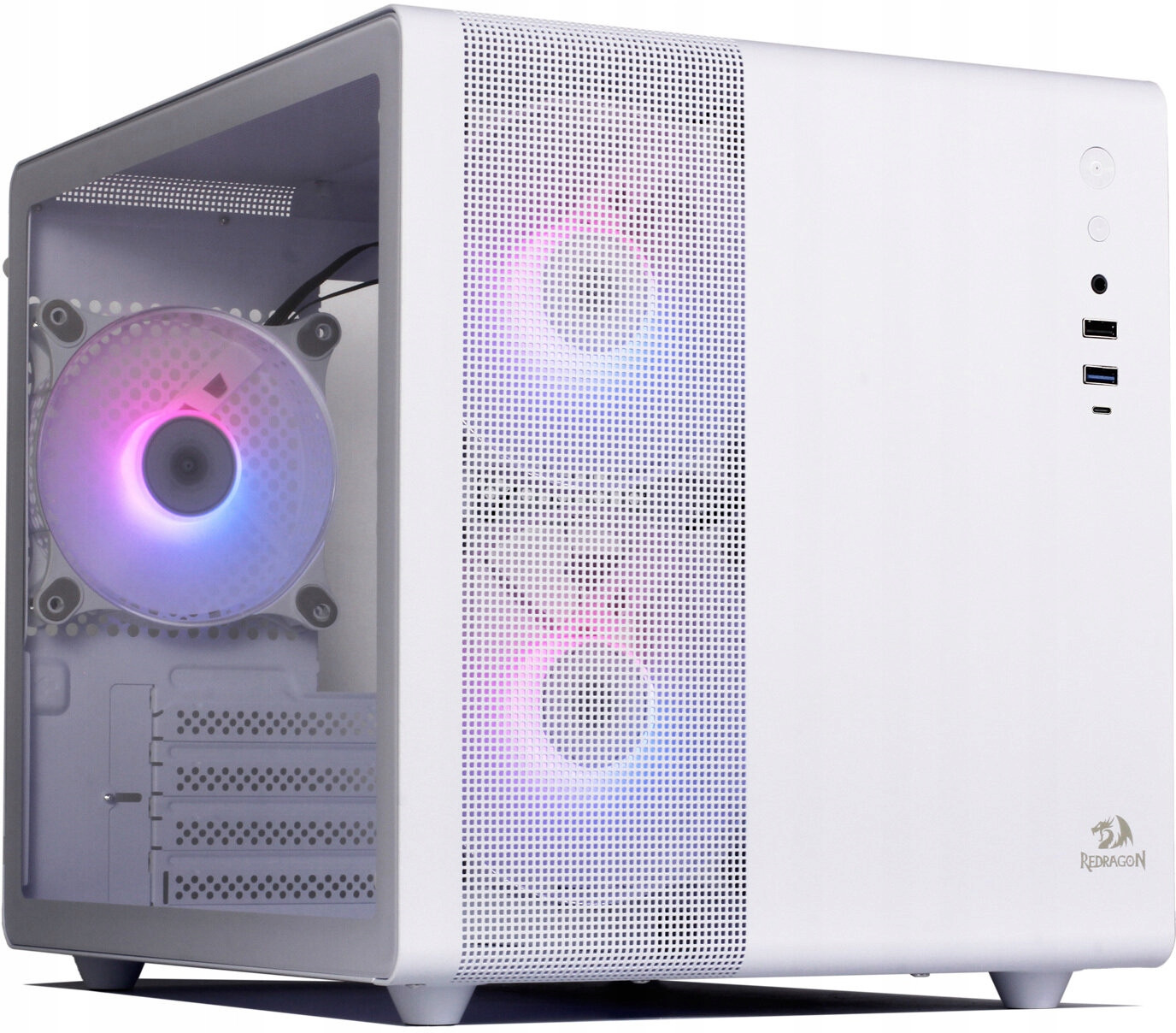 Skříň Redragon Pagos 1 White Argb microATX 3x120mm Tvrzené sklo Bílá