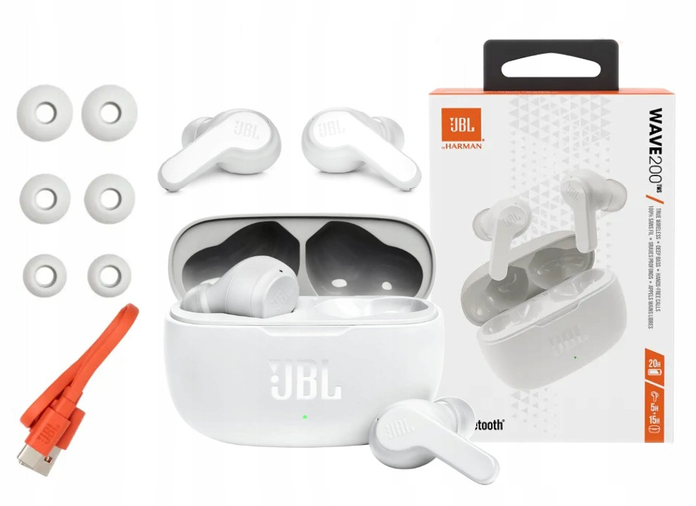 Bezdrátová Sluchátka Jbl Wave 200 Tws Bílé Bass Bluetooth