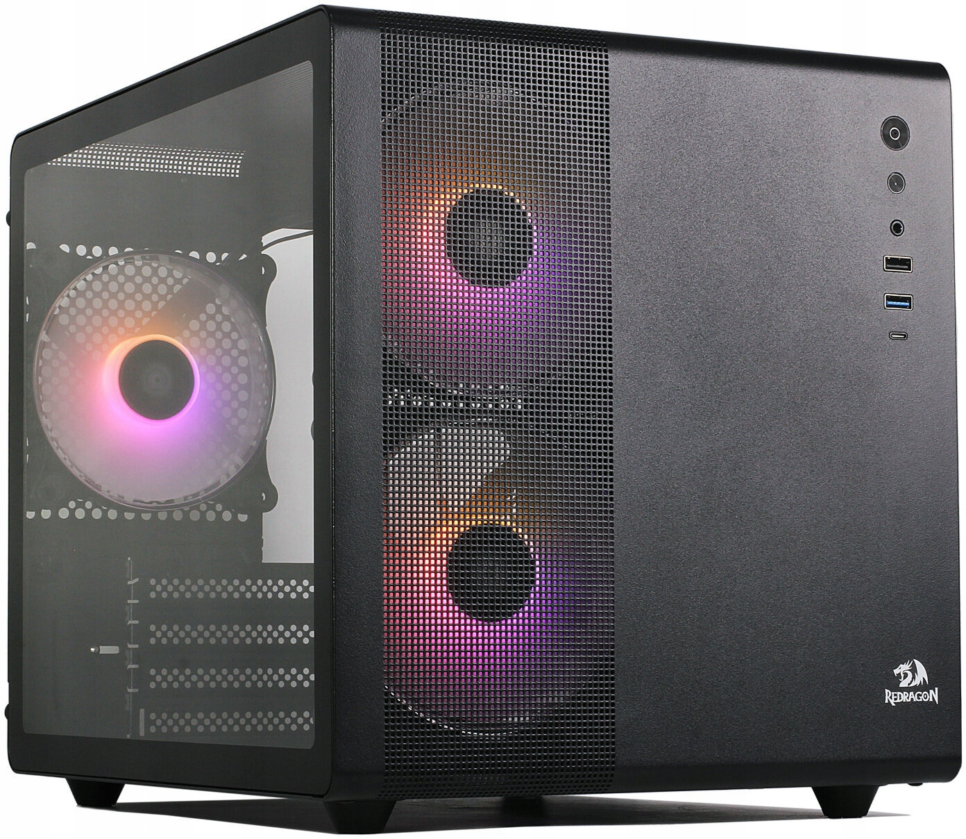 Skříň Redragon Pagos 1 Black Argb microATX 3x120mm Tvrzené sklo