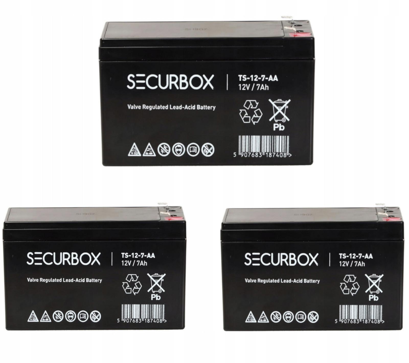 3x bezúdržbová akumulátor baterie Agm 12V 7,2Ah ups hračka vozidlo kočárek