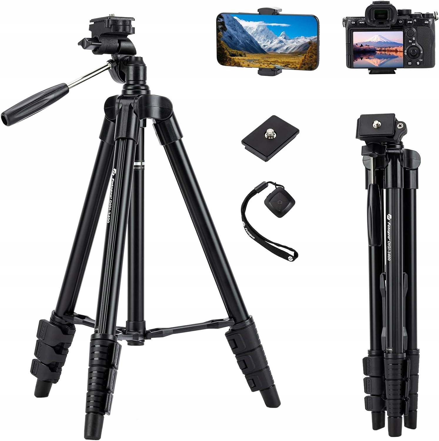 Stativ Pro Fotoaparát Fotopro Digi 3400 Lehký Skládací Fotografický Tripod