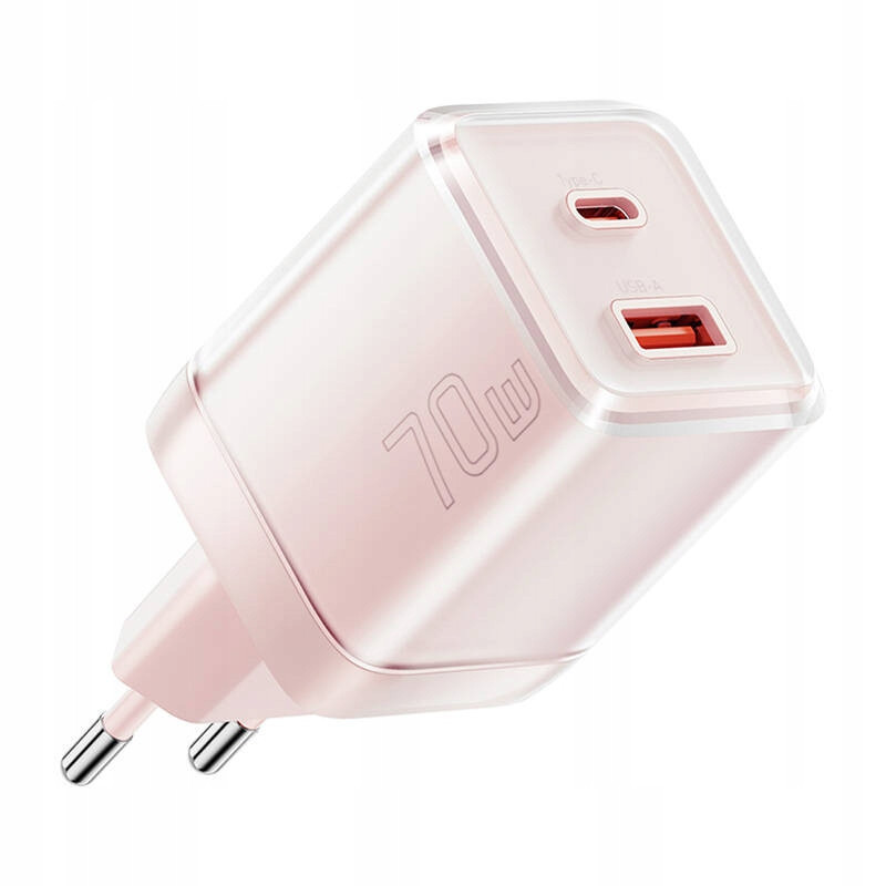 Nabíječka do sítě Yueqi 70W GaN Usb-c Usb-a (růžová)