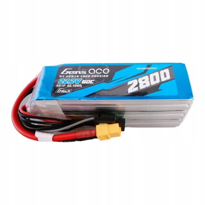 Gens Ace Výkonná Akumulátor Baterie Lipo 2800MAH 22.2V 60C 6S1P Konektor XT60