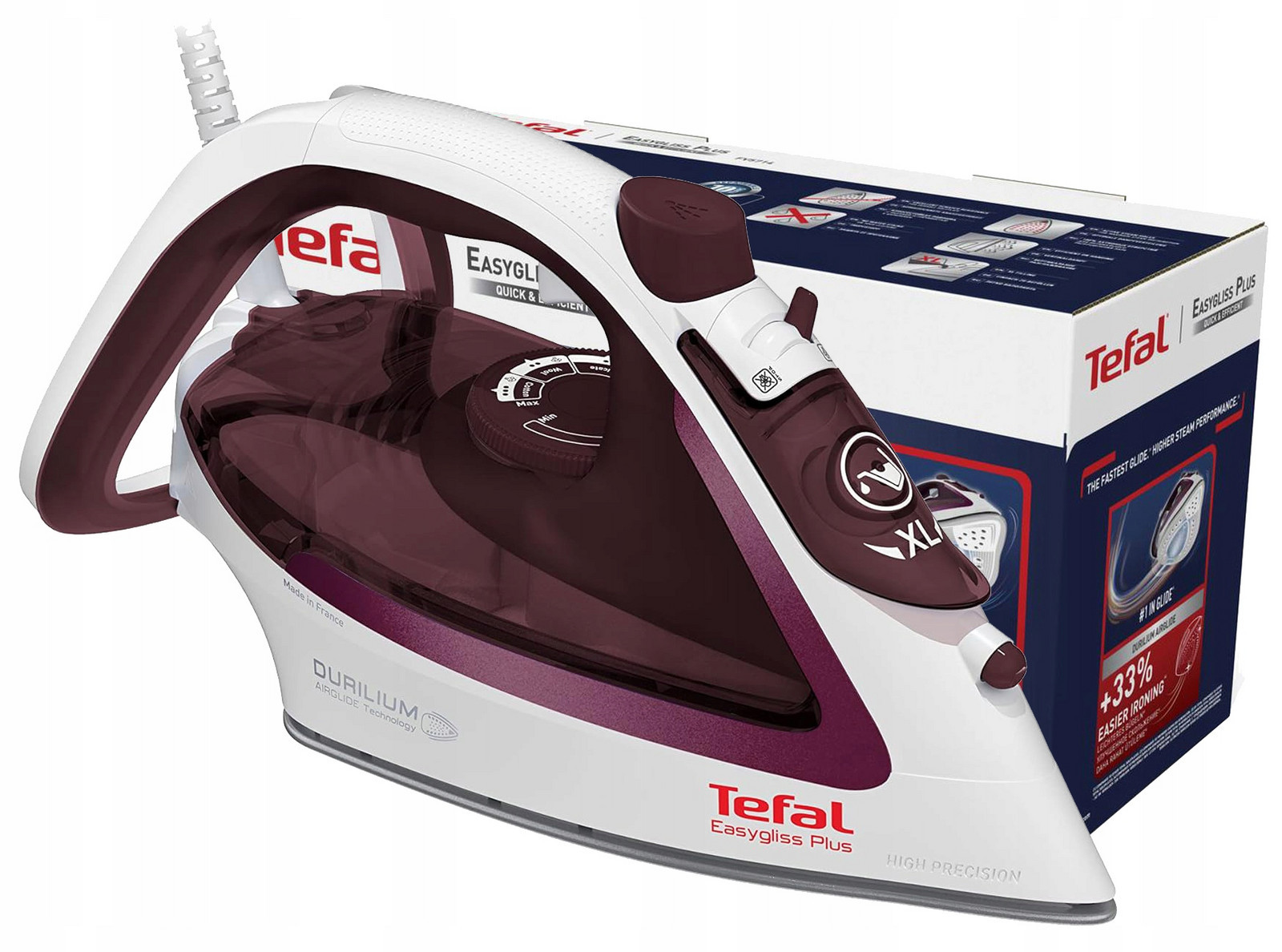 Žehlička Napařovací Tefal FV5716 Easygliss Plus Povrchová Úprava Durilium Airglide 2400W