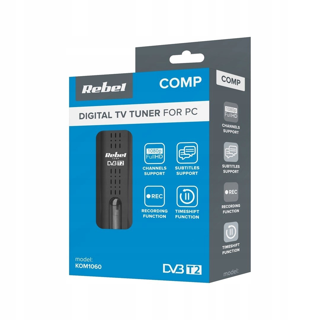 Rebel Comp Digitální Tuner Usb DVB-T2 H.265 Hevc