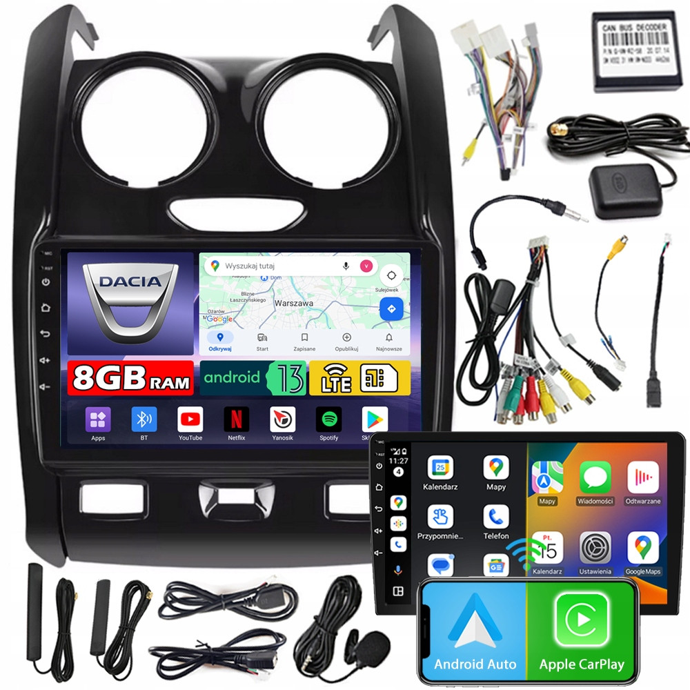 Ncs Autorádio ZQ9 Dacia Duster 2014-2017 Android Navigace 8GB Lte