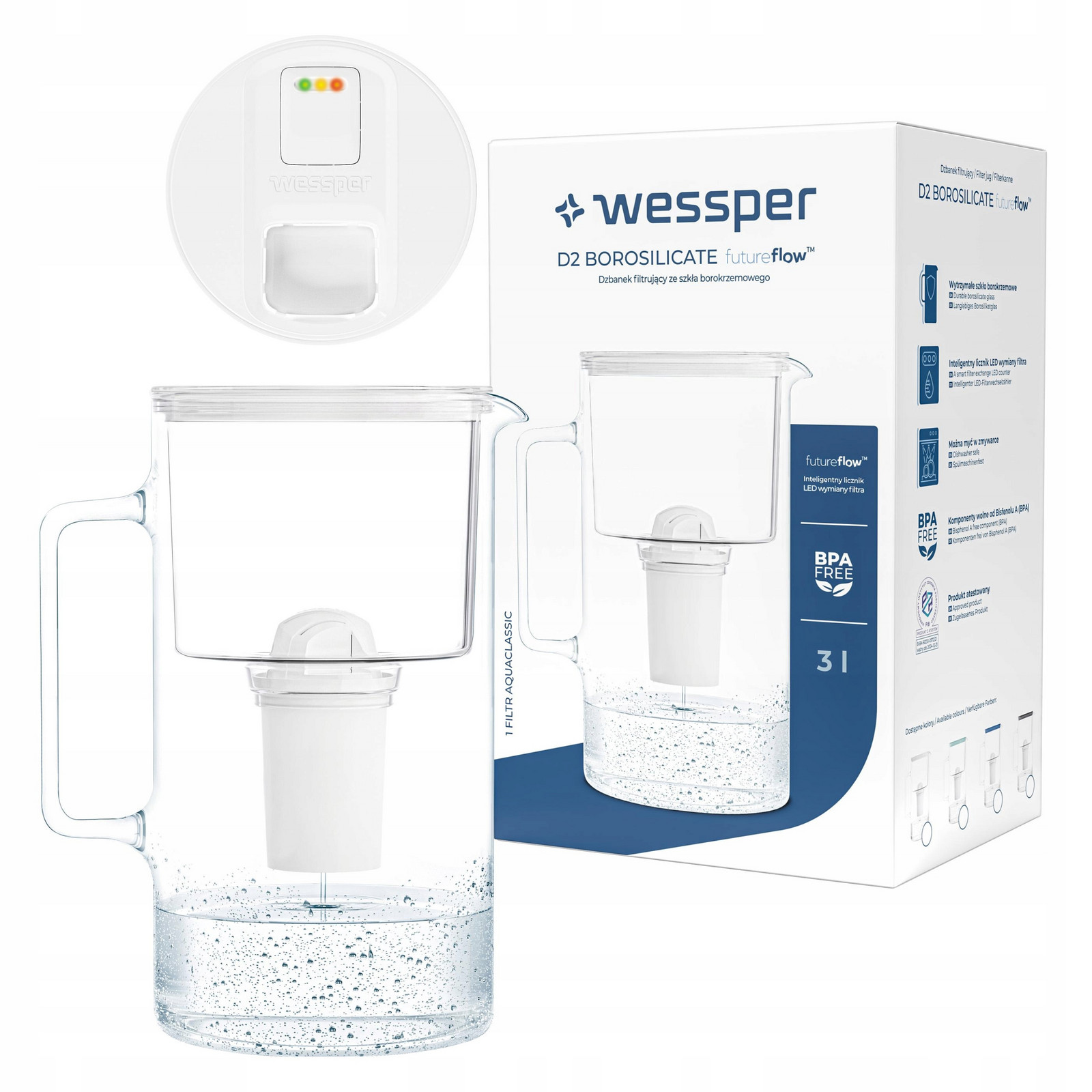 Filtrační konvice Wessper FutureFlow aquaclassic 3l 1x filtrační vložka