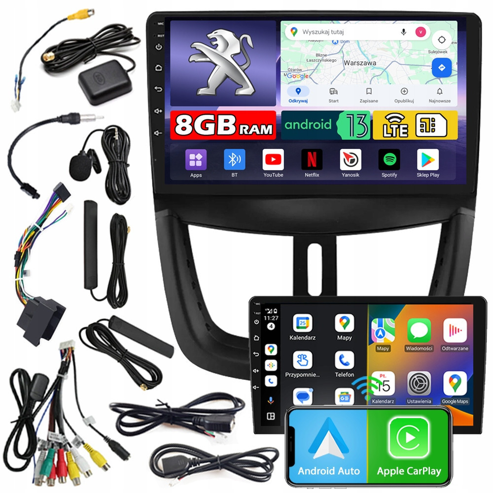 Ncs Autorádio ZQ9 Peugeot 207 2006-2013 Android Navigace 8GB Lte