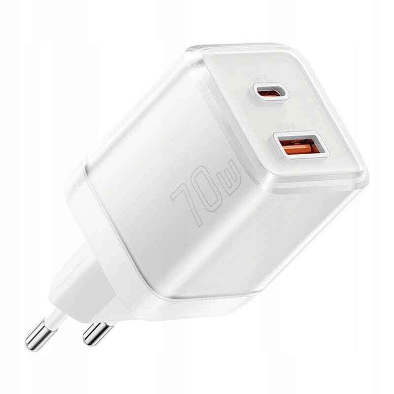 Nabíječka do sítě Yueqi 70W GaN Usb-c Usb-a (bílá)