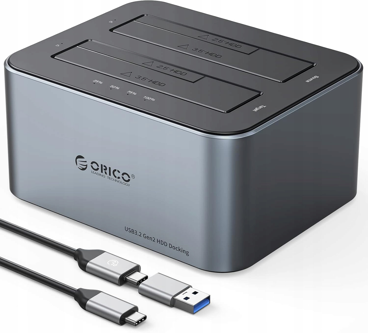 Orico Usb 3.2 Gen 2 dokovací stanice pro Ssd/hdd 2 x 18 Tb