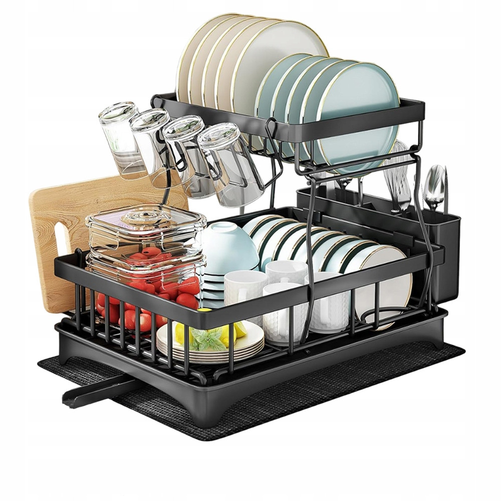 Odkapávač Na Nádobí Dvoupatrový Odkapávač Se Zásobníkem Na Příbory Talíře