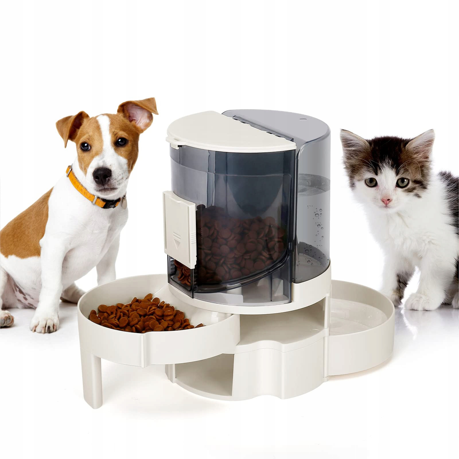 Dávkovač krmiva a vody pro domácí zvířata, 2,3 l Pro Kočky A psa 2 V 1