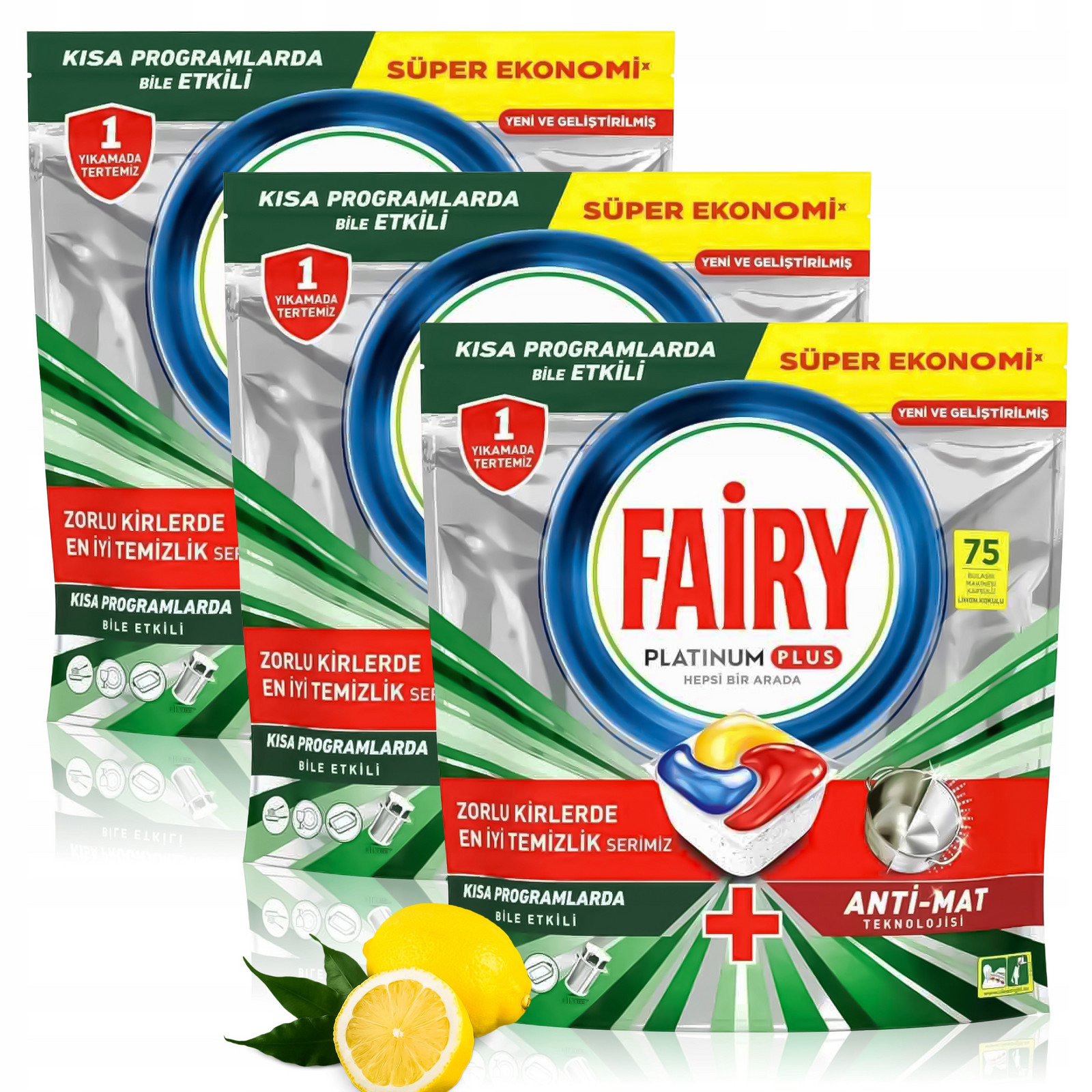 Kapsle do myčky Fairy Platinum All in One Plus 3x75 225 kusů