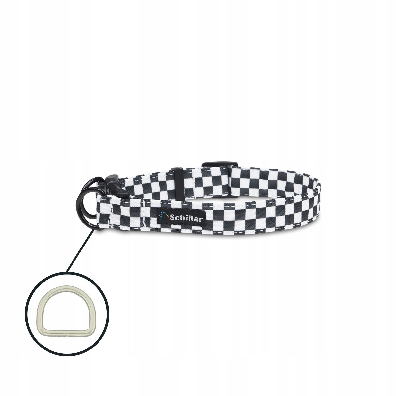 Obojek na přezku double lock pro velkého psa šachovnice L XL 40-60cm