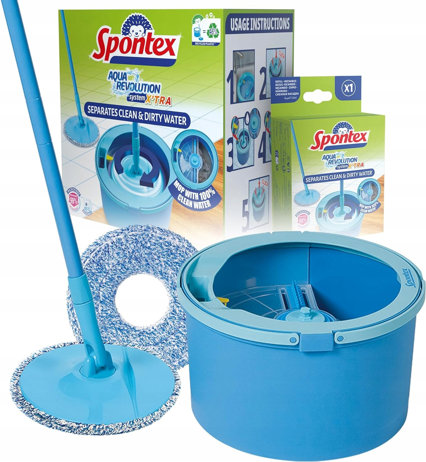 Kbelík a rotační mop Spontex aqua revolution system