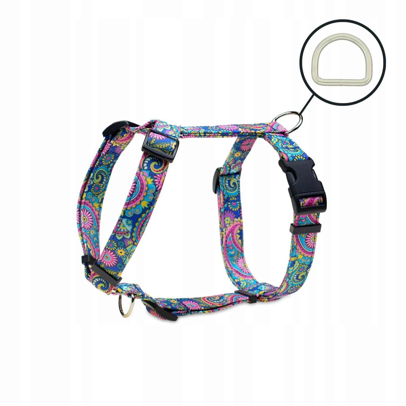 Postroj guard vycházkový pro malého psa barevné vzory modrý paisley Xs