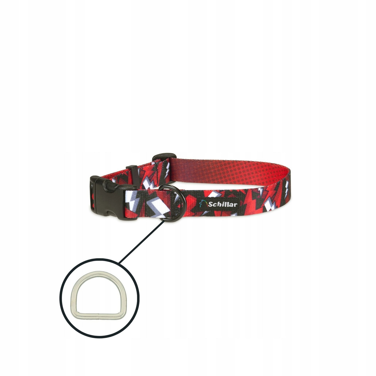 Obojek na přezku pro velkého psa červený revolution blesky L XL 40-60cm