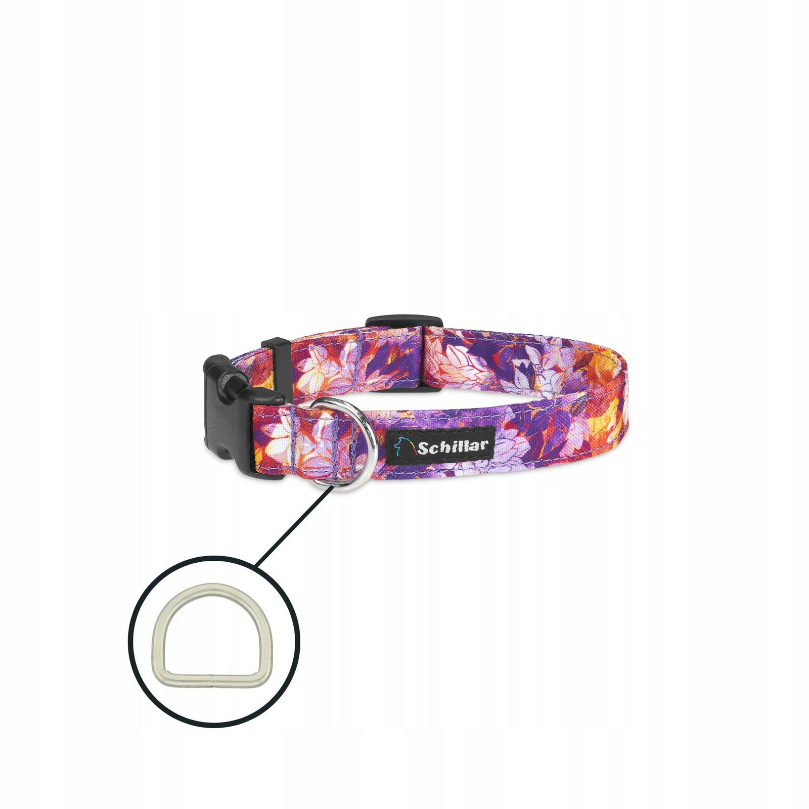 Obojek na přezku pro velkého psa barevný podzimní květy L XL 40-60cm