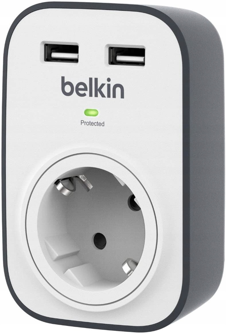 Belkin Surgecube Přepěťová ochrana, Bílá/Šedá, 2 Usb konektory