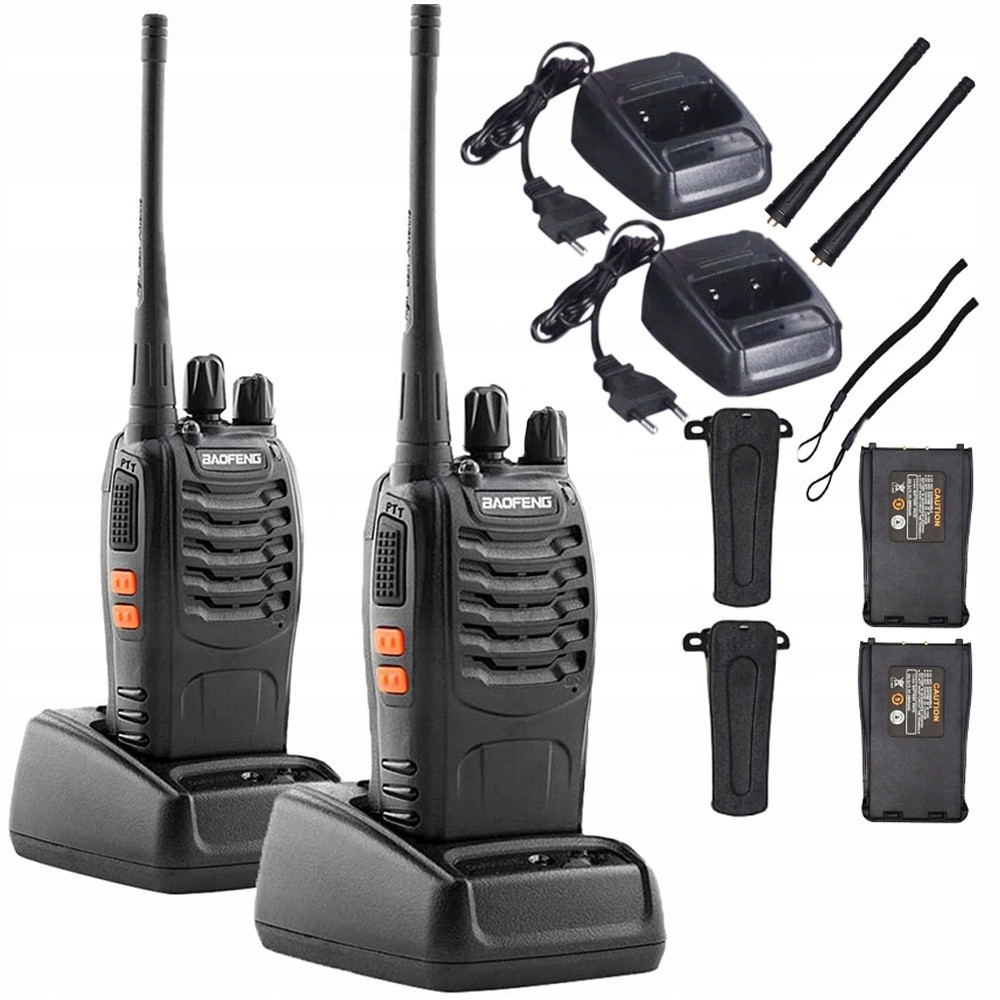 2 x Walkie Talkie Sada Baofeng Bf-888s Velký Výkon Dosah