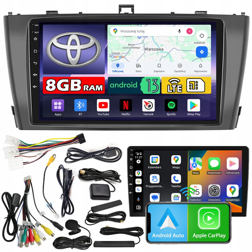 Ncs Autorádio ZQ9 Toyota Avensis 3 III 2009-2015 Android 8GB Lte