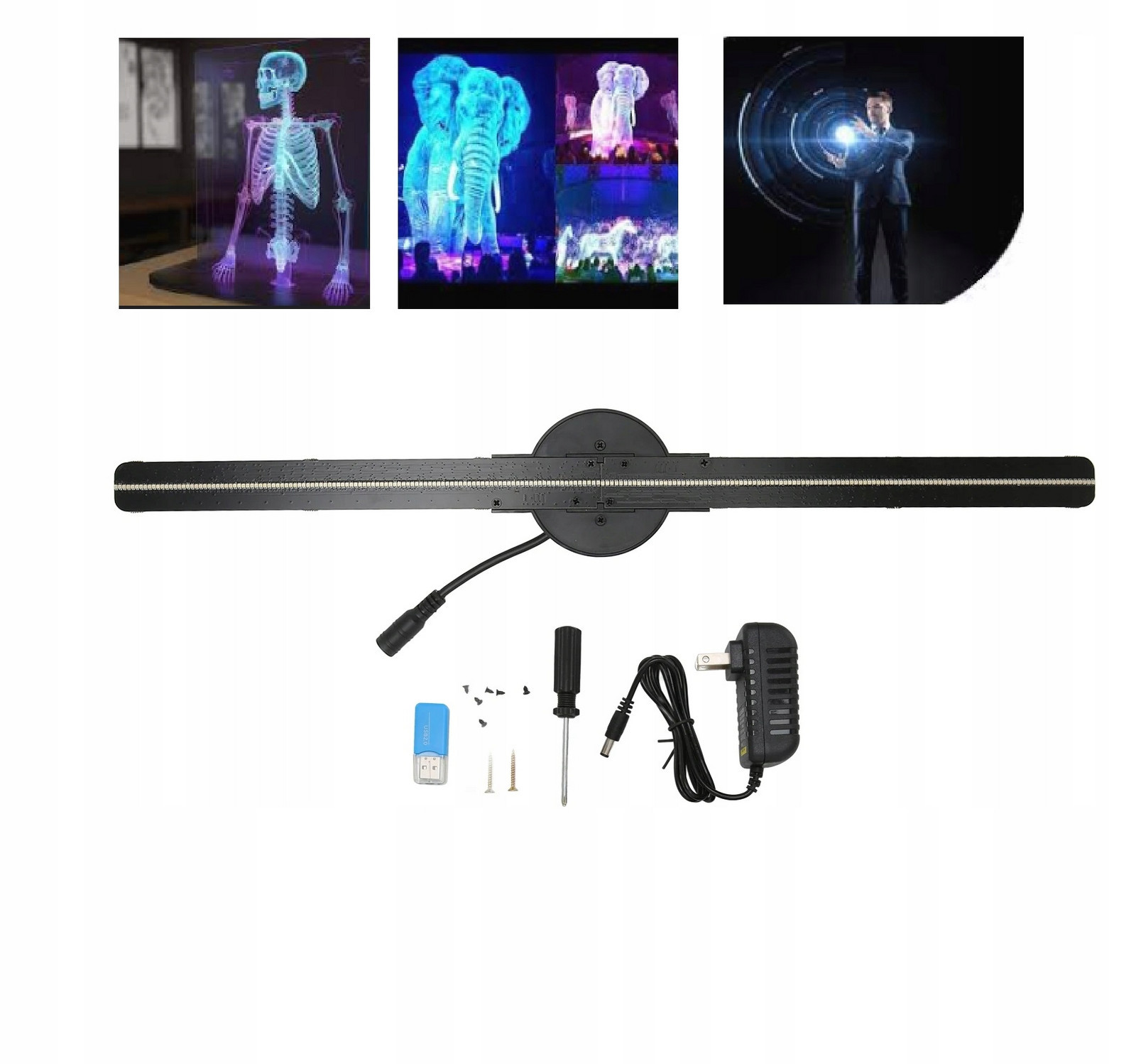 3D Hologram Projector 224 Led 41cm 176 stupňů 16.5 palců 2000x224