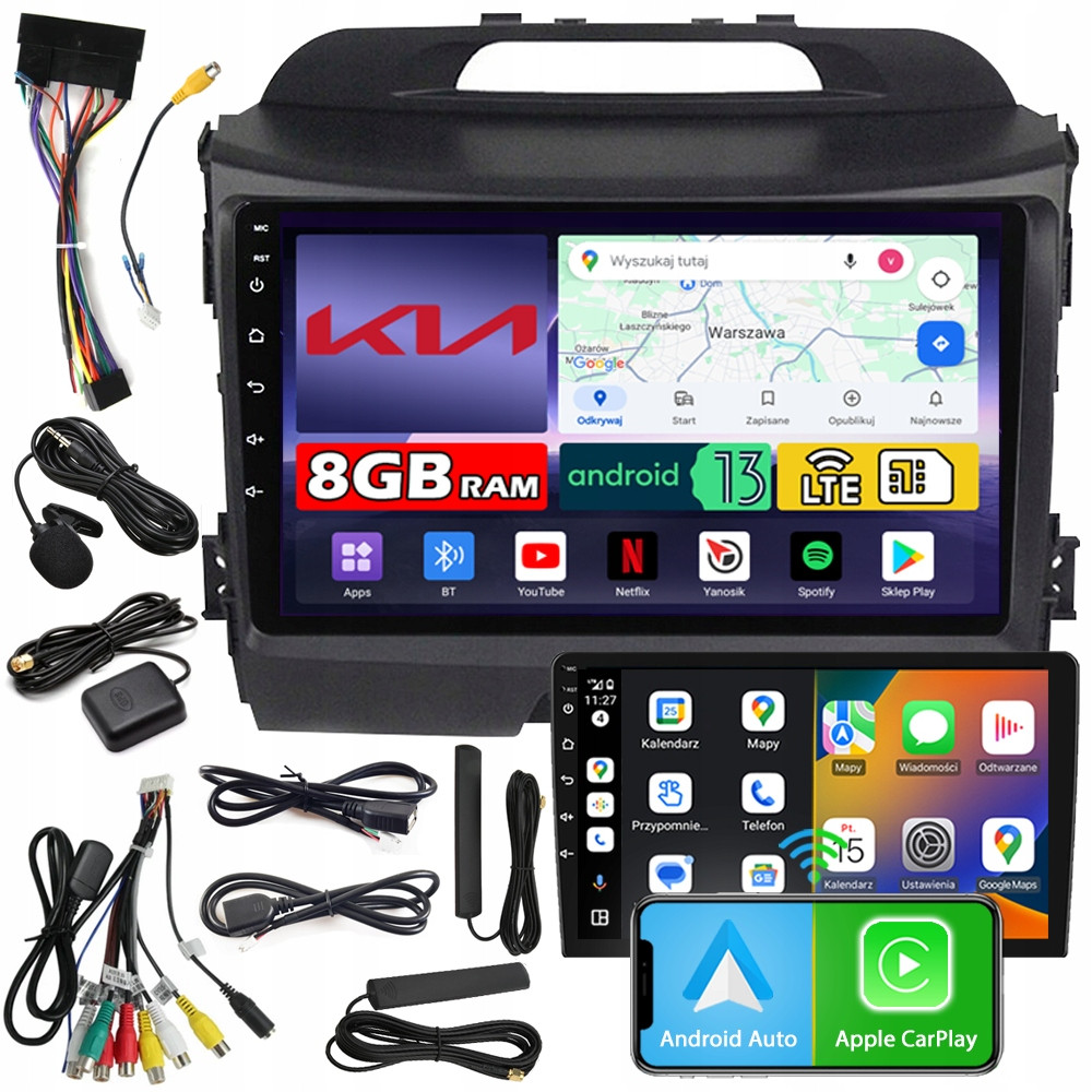 Ncs Autorádio ZQ9 Kia Sportage 3 III 2010-2015 Android 8GB Lte