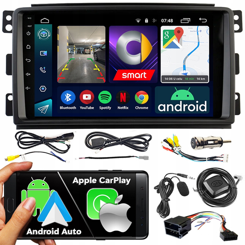 2DIN Ncs Autorádio RS-305 Smart Fortwo 2005-2010 Android Navigace