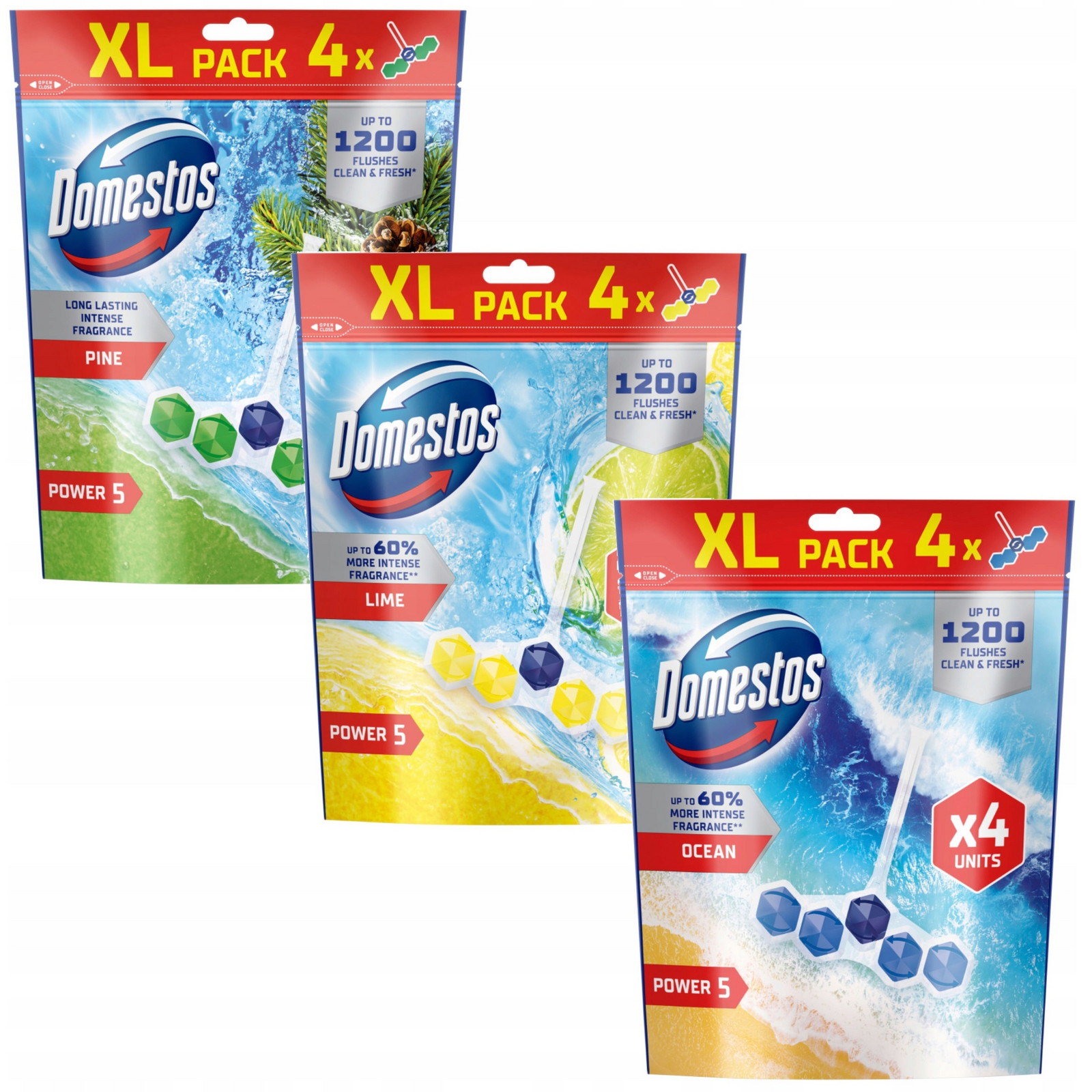 Domestos Toaletní Kostka Wc Přívěsek Power P5 MIX 12x50g