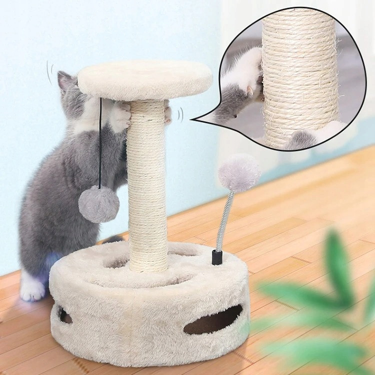 Škrabadlo Pro Kočky Domeček Pelíšek Škrabací Sloupek Sisal S Hračkou Míč