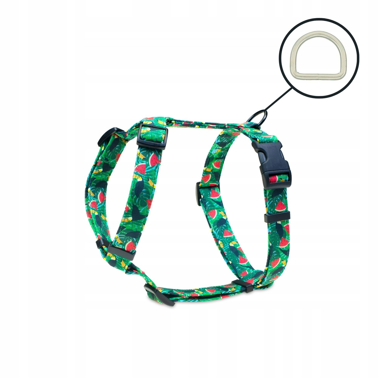 Postroj guard vycházkový pro malého psa barevné vzory tukany a melouny S