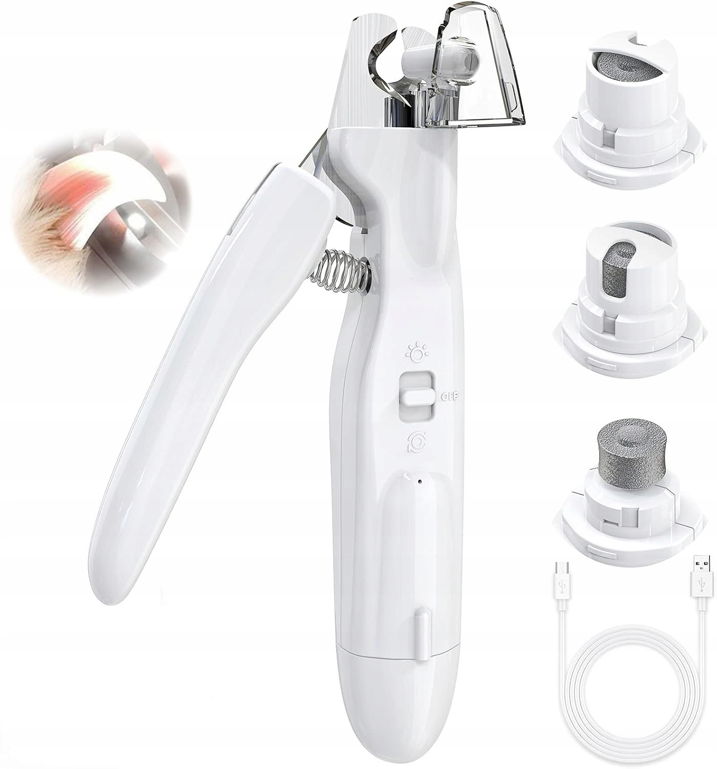 Elektrický zastřihovač drápků pro zvířata s Led světlem 2v1