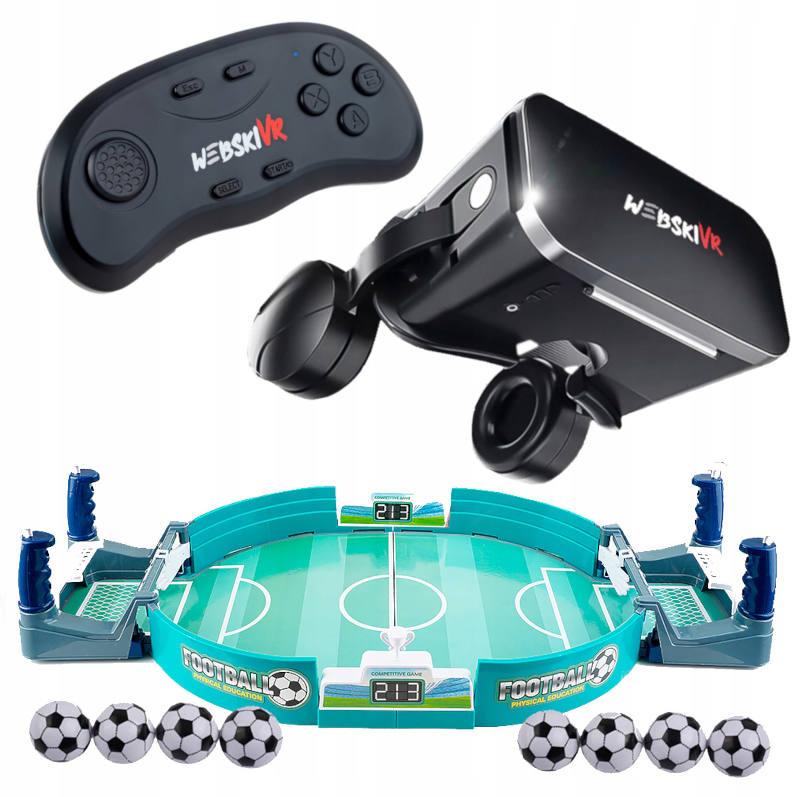 dárek Pod Stromeček Brýle Vr Brýle 3D 360 Stupňů+gamepad Stolní Fotbal