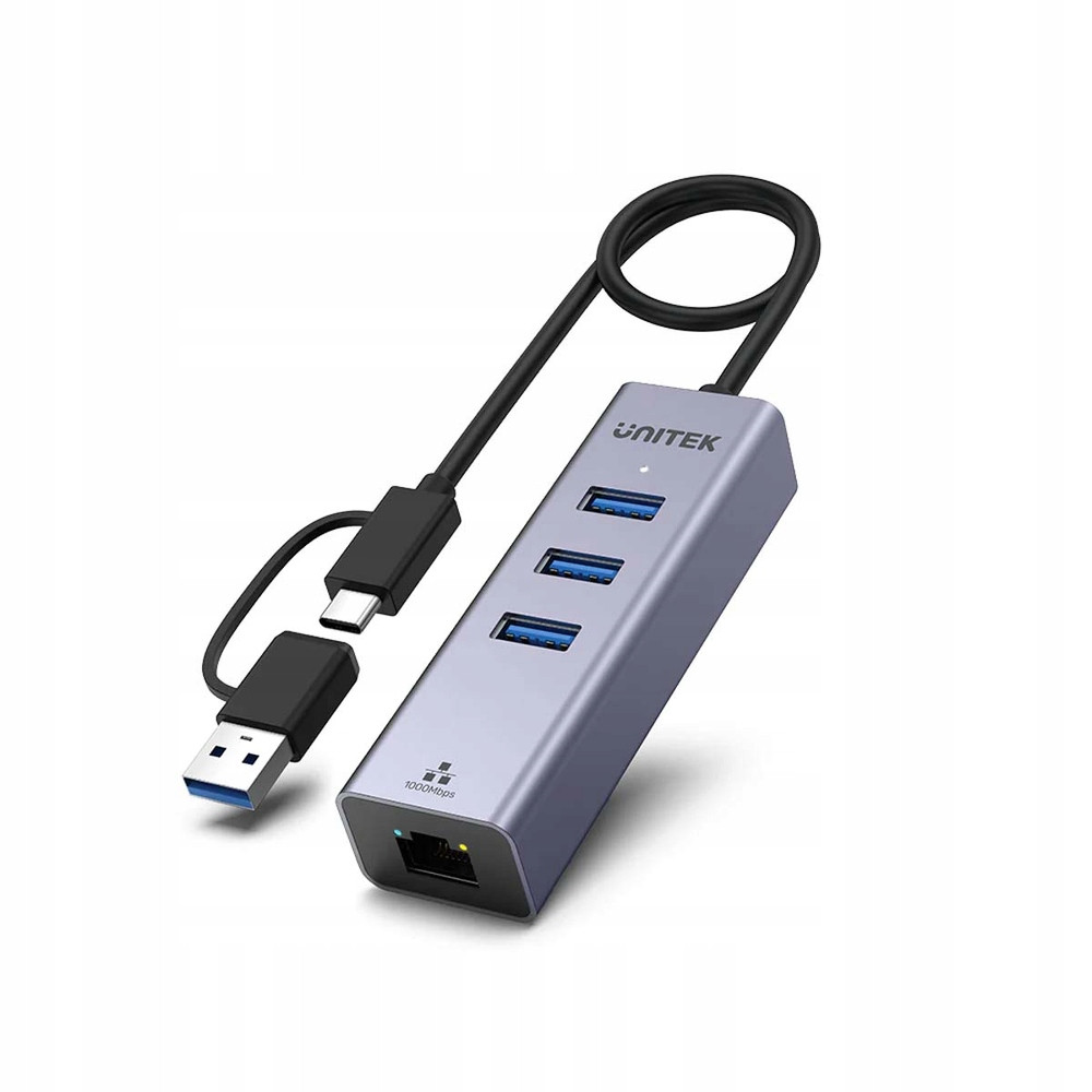 Unitek Usb C Hub 4v1 Ethernet 3 x Usb A 5 Gbps s Usb A adaptérem